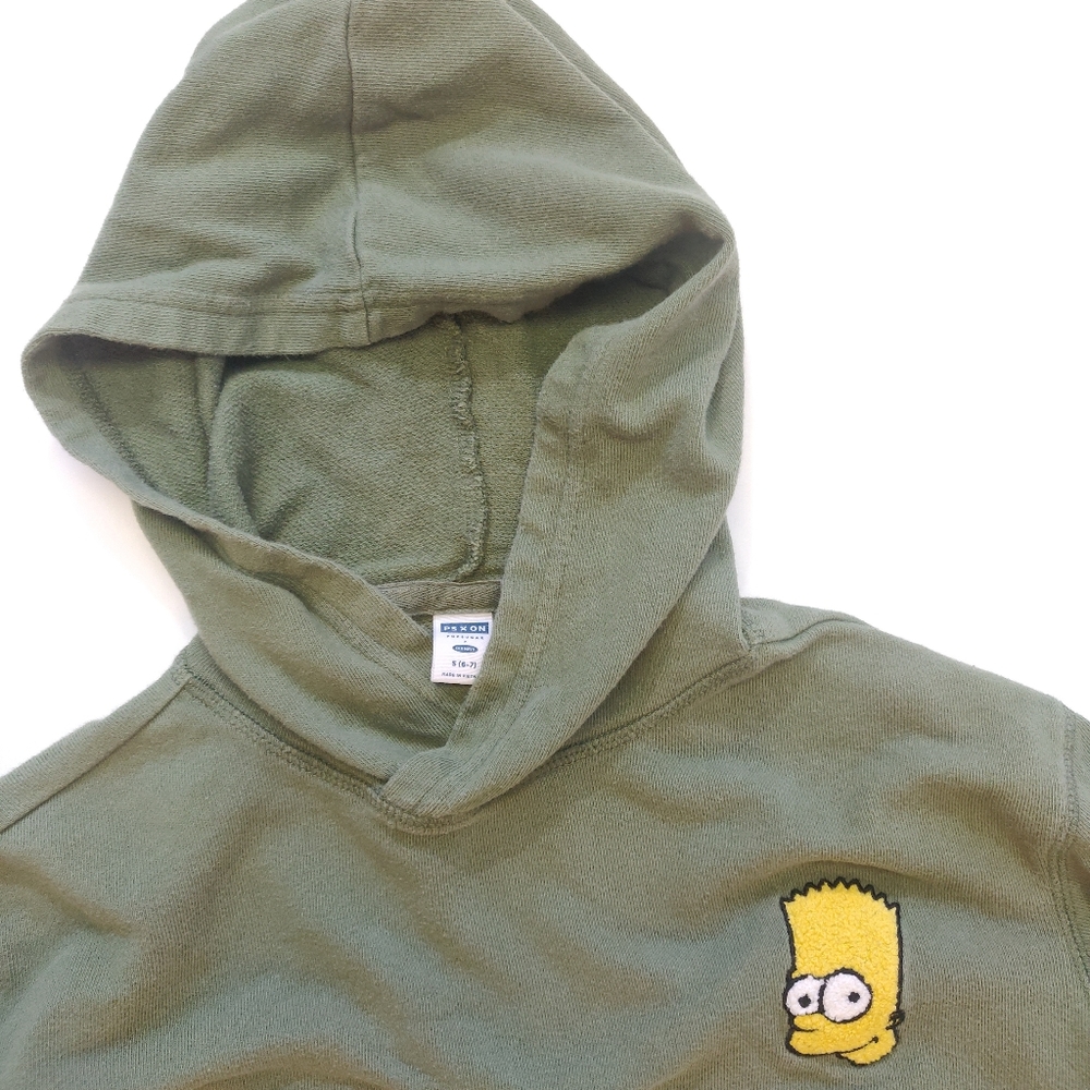 Bart Simpson Hoodie Green Olive Pullover Popsugar x Old Navy The Simpsons S 6 7 - Picture 7 of 9